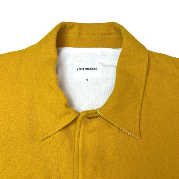 Norse Projects Men's Kyle Wool Shirt Jacket Mustard Yellow Size XL - Picture 4 of 13